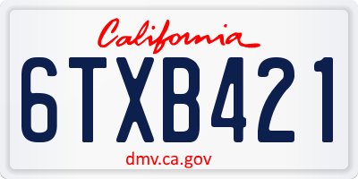 CA license plate 6TXB421