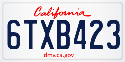CA license plate 6TXB423