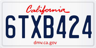 CA license plate 6TXB424