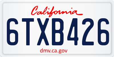 CA license plate 6TXB426