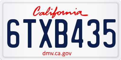 CA license plate 6TXB435