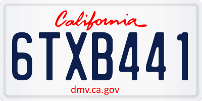 CA license plate 6TXB441