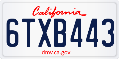 CA license plate 6TXB443