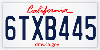 CA license plate 6TXB445