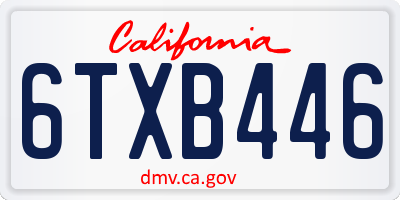 CA license plate 6TXB446