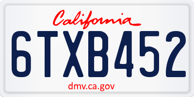 CA license plate 6TXB452