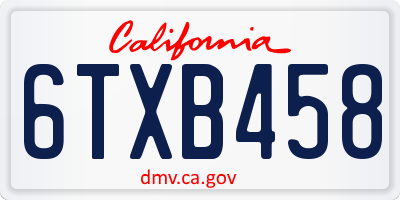 CA license plate 6TXB458