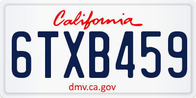 CA license plate 6TXB459