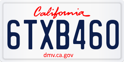 CA license plate 6TXB460