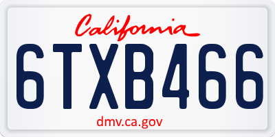 CA license plate 6TXB466