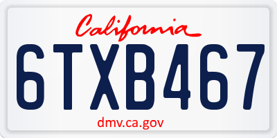CA license plate 6TXB467