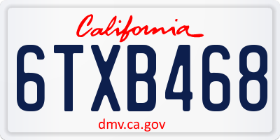 CA license plate 6TXB468
