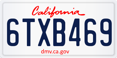 CA license plate 6TXB469