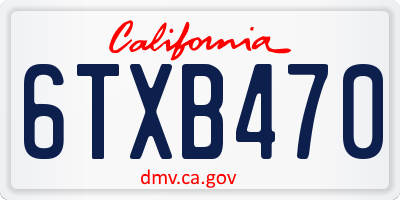 CA license plate 6TXB470