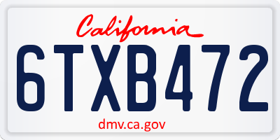 CA license plate 6TXB472