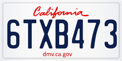 CA license plate 6TXB473