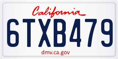 CA license plate 6TXB479