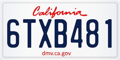 CA license plate 6TXB481