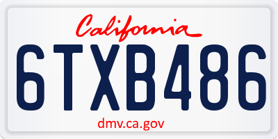 CA license plate 6TXB486
