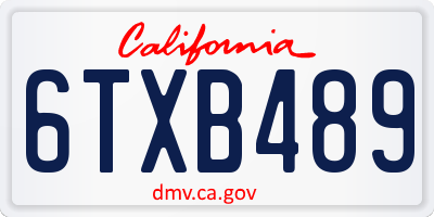 CA license plate 6TXB489