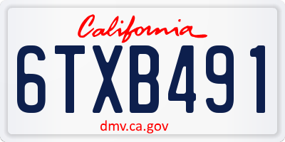 CA license plate 6TXB491