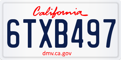 CA license plate 6TXB497