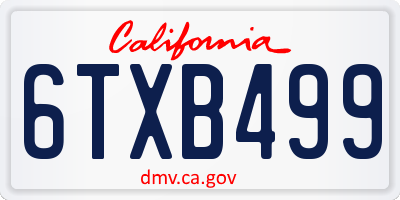 CA license plate 6TXB499