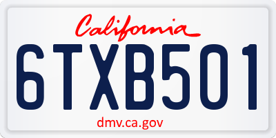 CA license plate 6TXB501