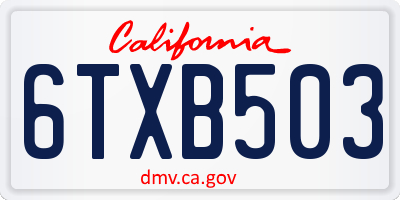 CA license plate 6TXB503