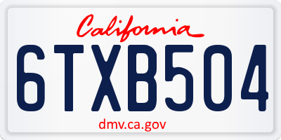 CA license plate 6TXB504