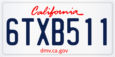 CA license plate 6TXB511