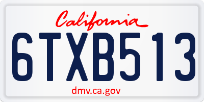 CA license plate 6TXB513