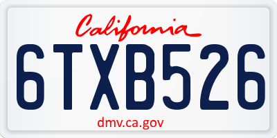 CA license plate 6TXB526