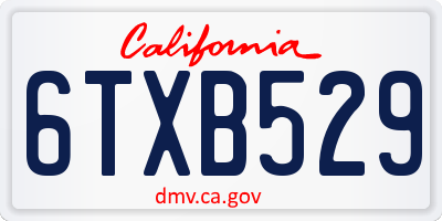 CA license plate 6TXB529