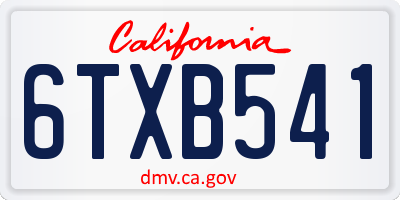 CA license plate 6TXB541