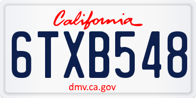 CA license plate 6TXB548