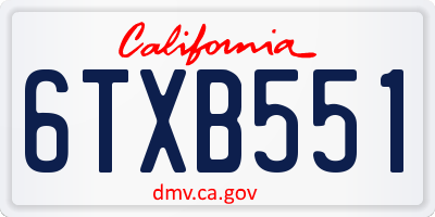 CA license plate 6TXB551