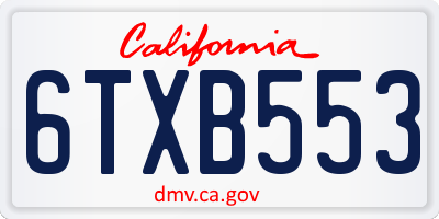 CA license plate 6TXB553