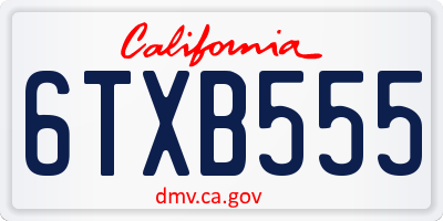 CA license plate 6TXB555