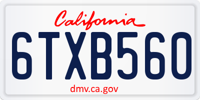 CA license plate 6TXB560