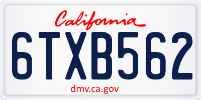 CA license plate 6TXB562