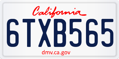 CA license plate 6TXB565
