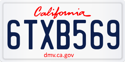 CA license plate 6TXB569