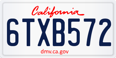 CA license plate 6TXB572