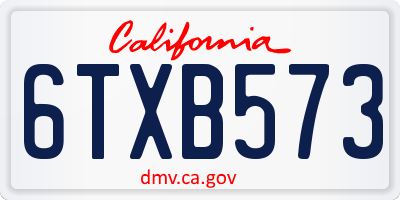 CA license plate 6TXB573