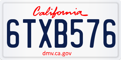 CA license plate 6TXB576
