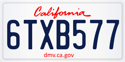 CA license plate 6TXB577