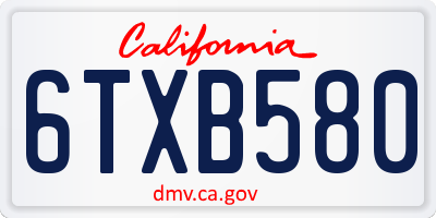 CA license plate 6TXB580
