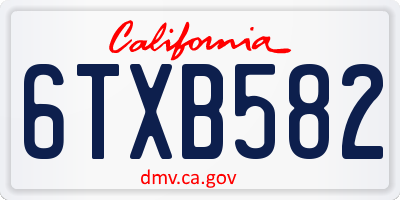CA license plate 6TXB582
