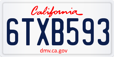CA license plate 6TXB593